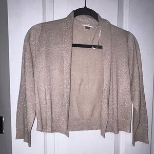 10 2/15 Calvin Klein Women’s Gold Cardigan Med party flaw ink mark back of slab